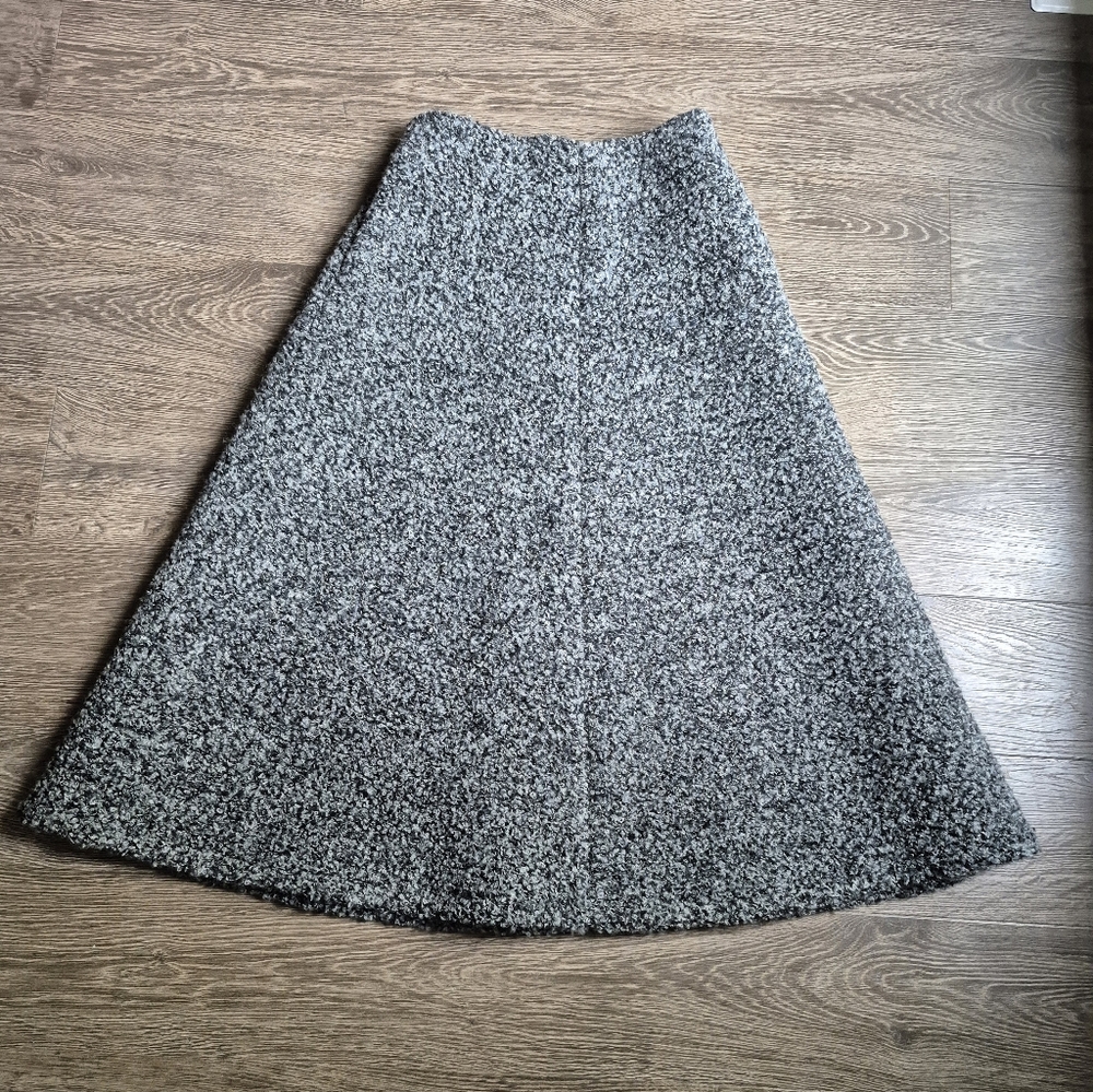 Beaufille Tweed Zaha Wool Black Gray Midi Skirt. Size 4